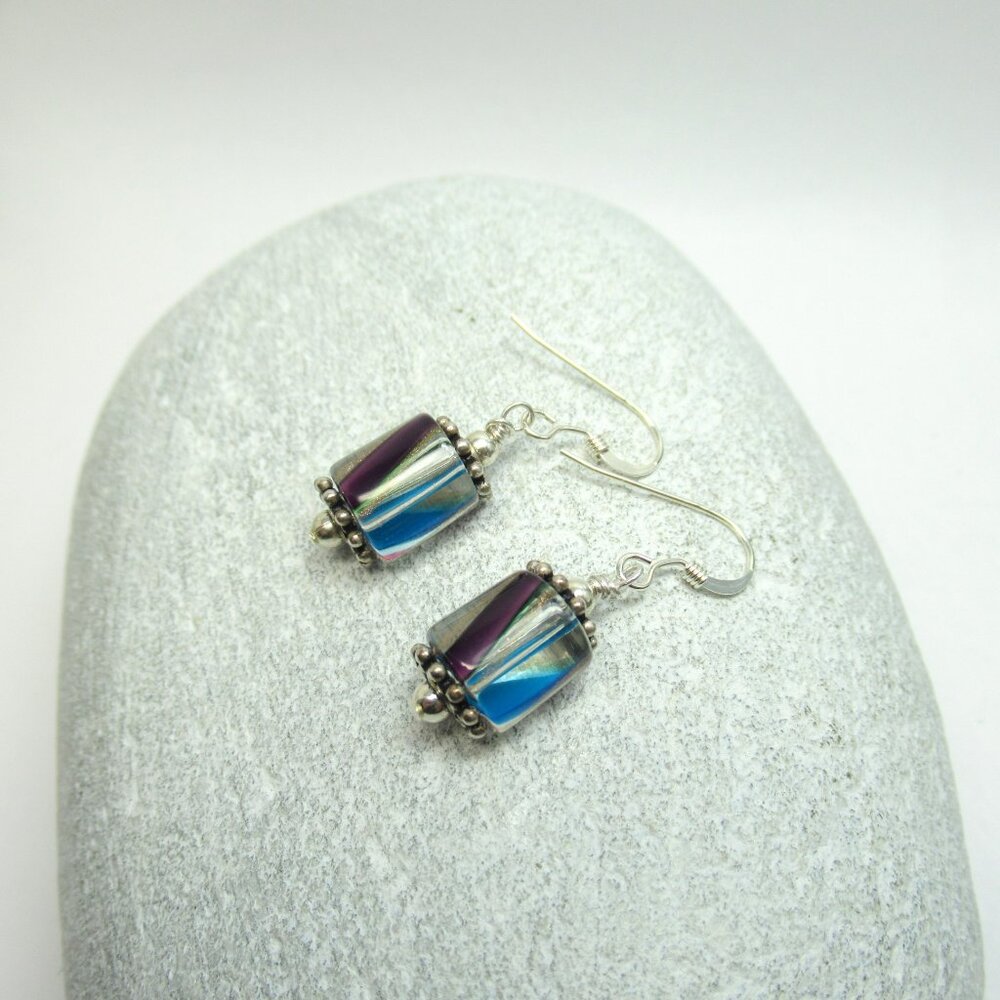Cane glass bead earrings